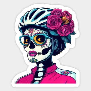 Catrina cycling flowers Sticker